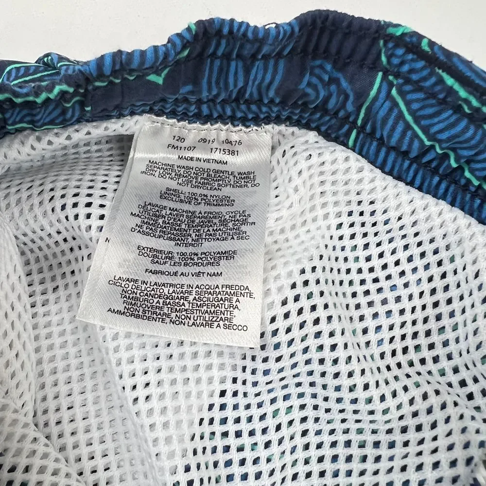 COLUMBIA Blue Marlin Print Swim Trunk Elastic Waist with Lining‎ Size Medium